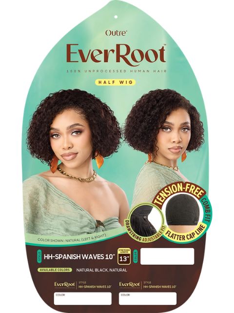 Outre EverRoot 100% Unprocessed Human Hair HH-SPANISH WAVES 10" Half Wig