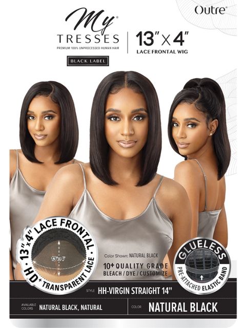 Outre My Tresses Black Label HD 13X4 Glueless   HH-VIRGIN STRAIGHT 14"Lace Front Wig