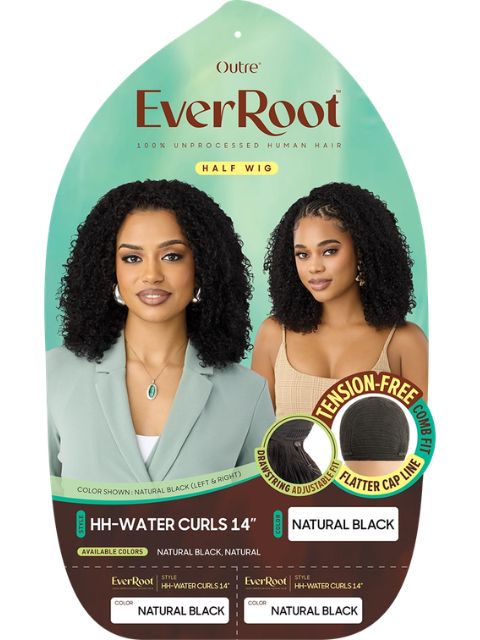 Outre EverRoot 100% Unprocessed Human Hair HH-WATER CURLS 14"  Half Wig