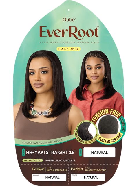 Outre EverRoot 100% Unprocessed Human Hair HH-YAKI STRAIGHT 18" Half Wig