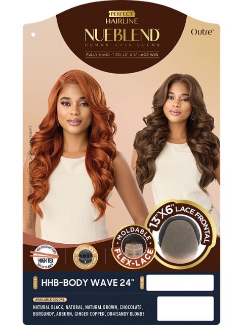 Outre Nueblend Fully Hand-tied 13x6 Human Hair Blend Lace Front Wig- HHB-BODY WAVE 24"