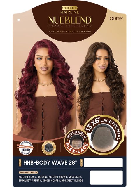 Outre Nueblend Fully Hand-tied 13x6 Human Hair Blend Lace Front Wig- HHB-BODY WAVE 28"