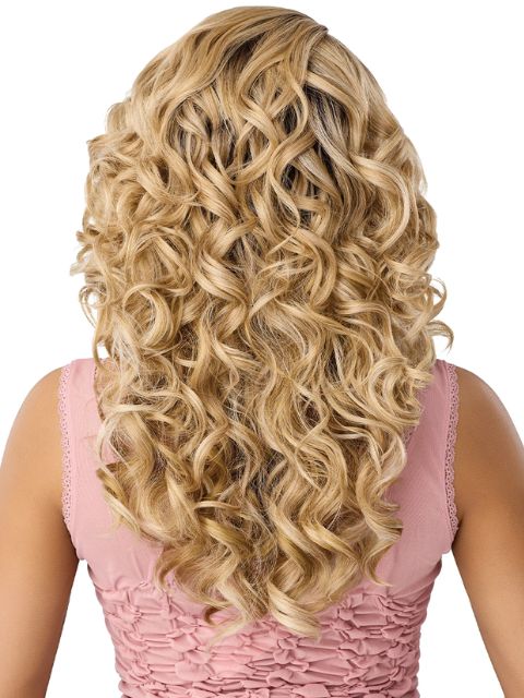 Outre Fully 100% Hand-tied 360 Flexilace 13x6  Human Hair Blend HHB-HOLLYWOOD CURLS 22" Lace Front Wig
