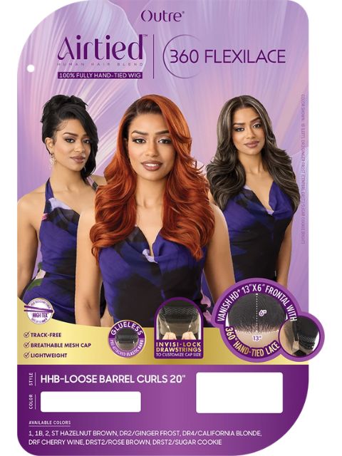 Outre Fully 100% Hand-tied 360 Flexilace 13x6  Human Hair Blend HHB-LOOSE BARREL CURLS 20" Lace Front Wig