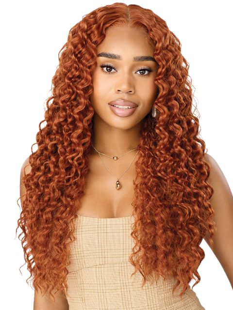 Outre Nueblend Fully Hand-tied 13x6 Human Hair Blend HHB-PERUVIAN CURLS 26" Lace Front Wig