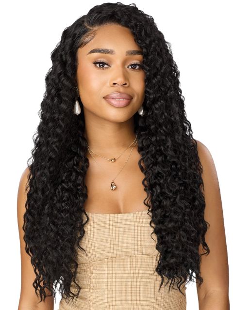 Outre Nueblend Fully Hand-tied 13x6 Human Hair Blend HHB-PERUVIAN CURLS 26" Lace Front Wig