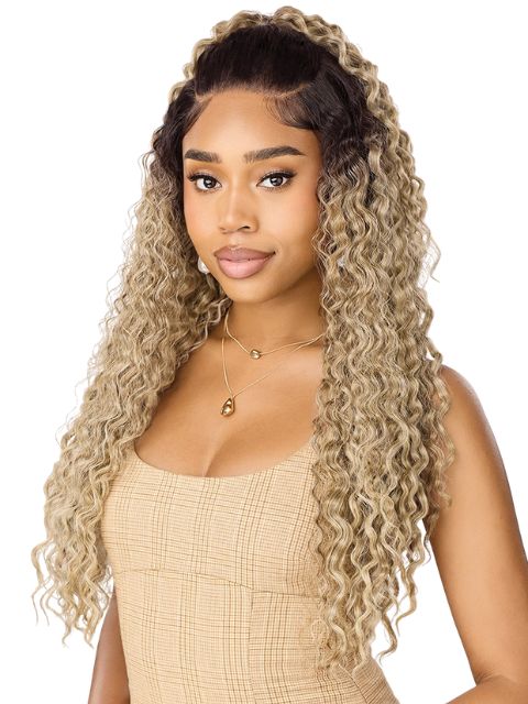 Outre Nueblend Fully Hand-tied 13x6 Human Hair Blend HHB-PERUVIAN CURLS 26" Lace Front Wig