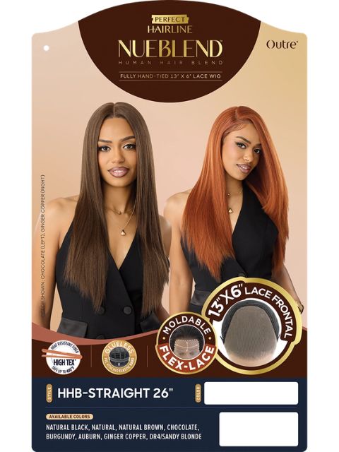 Outre Nueblend Fully Hand-tied 13x6 Human Hair Blend HB-STRAIGHT 26" Lace Front Wig