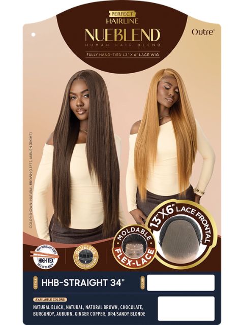 Outre Nueblend Fully Hand-tied 13x6 Human Hair Blend HHB-STRAIGHT 34" Lace Front Wig