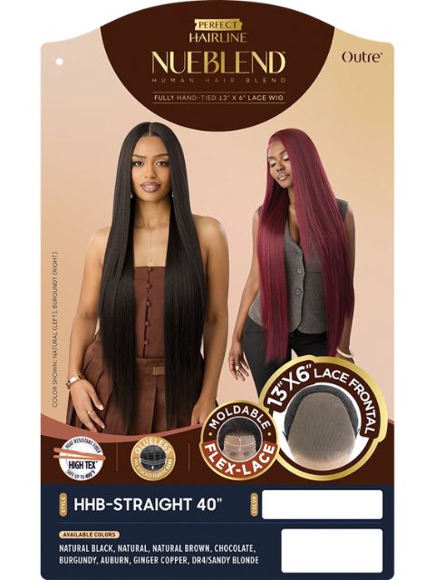 Outre Nueblend Fully Hand-tied 13x6 Human Hair Blend HHB-STRAIGHT 40" Lace Front Wig