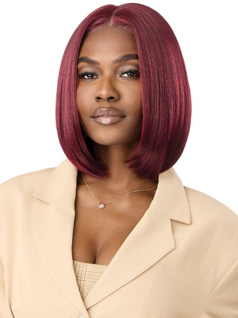 Outre Nueblend Fully Hand-tied 13x6 Human Hair Blend HHB-STRAIGHT BOB 12" Lace Front Wig