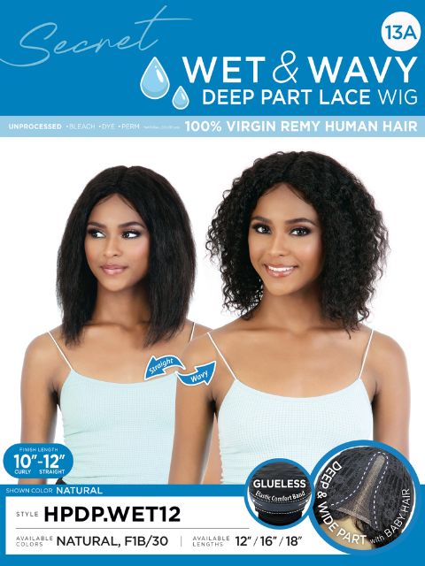 Motown Tress Wet and Wavy Virgin Remy Human Hair  Deep Part Lace Wig- HPDP.WET