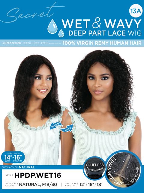 Motown Tress Wet and Wavy Virgin Remy Human Hair  Deep Part Lace Wig- HPDP.WET