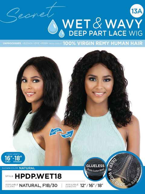 Motown Tress Wet and Wavy Virgin Remy Human Hair  Deep Part Lace Wig- HPDP.WET
