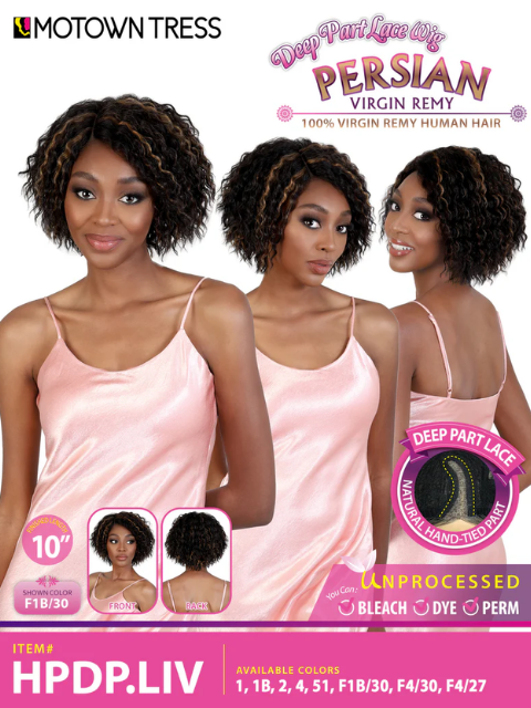 Motown Tress Persian Virgin Remy Human Hair  HPDP.LIV Deep Part Lace Wig