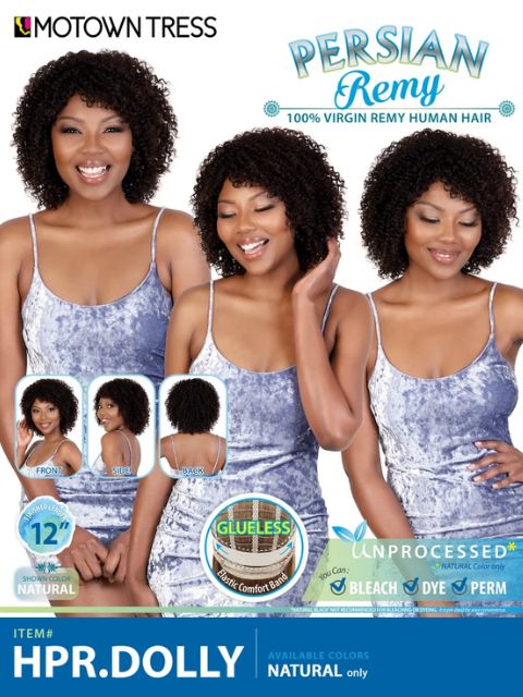 Motown Tress Persian Remy Human Hair  HPR.DOLLY" Wig