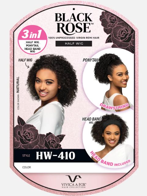 Vivica A Fox Black Rose 100% Unprocessed Human Hair 3in1 Half Wig- HW-410