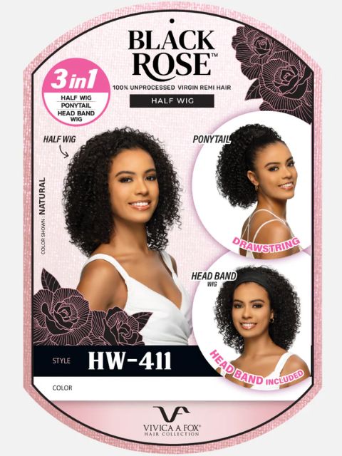 Vivica A Fox Black Rose 100% Unprocessed Human Hair 3in1 Half Wig- HW-411