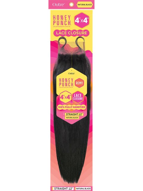 Outre HoneyPunch 100% Unprocessed Human Hair 4x4 HD Lace Closure- STRAIGHT"