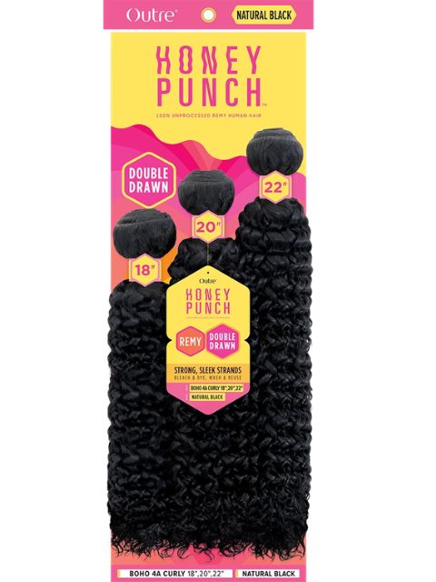 Outre HoneyPunch 100% Unprocessed Human Hair Weaves- BOHO 4A CURLY MULTI