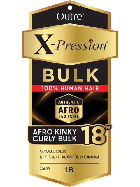 Outre X-Pression 100% Human Hair Braids- HUMAN BULK-AFRO KINKY CURLY BULK 18"