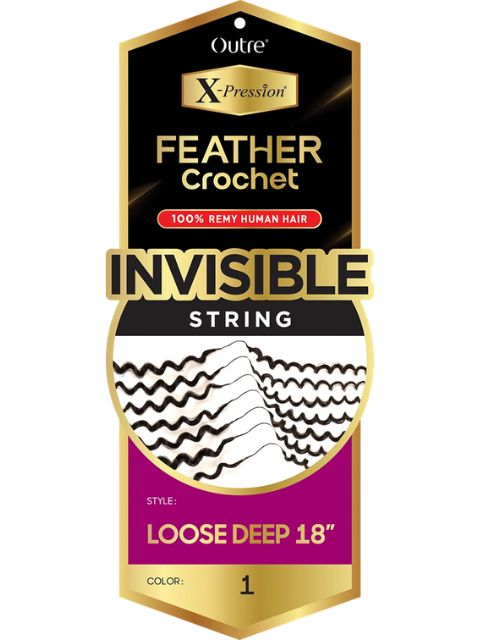 Outre X-Pression 100% Remy Human Hair Feather Crochet Braid(Pre-Loop)- LOOSE DEEP 18"
