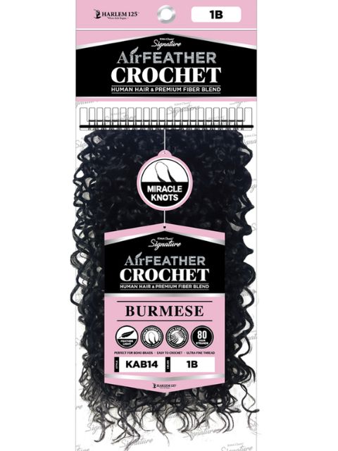 Harlem 125 Kima Signature Human Hair Blend Air Feather Crochet Braid-BURMESE" (KAB)