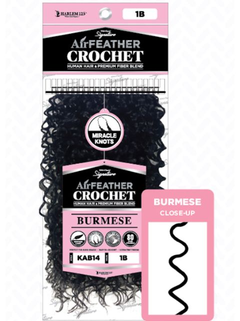 Harlem 125 Kima Signature Human Hair Blend Air Feather Crochet Braid-BURMESE" (KAB)