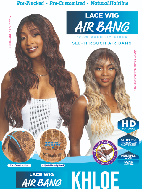 Femi Collection Premium Fiber Air Bang Lace Wig- KHLOE