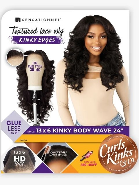 Sensationnel Kinky Edges 13x6 Textured Lace Wig KINKY BODY WAVE 24"