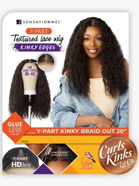 Sensationnel Premium Synthetic CURLS KINKS & CO_KINKY EDGES Y-PART KINKY BRAID OUT 20 Lace Wig