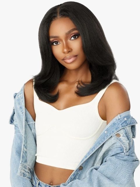 Sensationnel Premium Synthetic KINKY EDGES Y-PART_KINKY STRAIGHT 18" Lace Wig