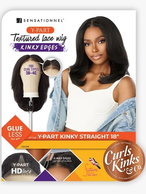 Sensationnel Premium Synthetic KINKY EDGES Y-PART_KINKY STRAIGHT 18" Lace Wig