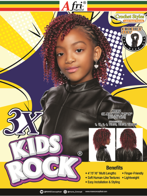 Mane Concept Afri Naptural 3X Kids Rock Crochet Braid - KR303 3X RING POP