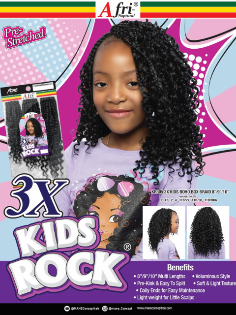 Mane Concept Afri Naptural 3X Kids Rock Crochet Braid - KR305 3X BOHO BOX