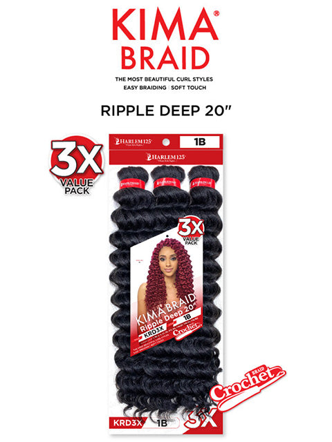 Harlem 125 Kima 3X RIPPLE DEEP Crochet Braid 20 KRD3X