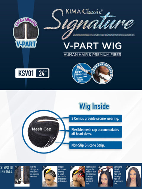 Harlem 125 Kima Classic Human Hair Blend Signature V-Part Wig - KSV01
