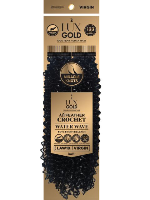 Harlem 125 Lux Gold 100% Remi Human Hair Air Feather Crochet Braid- (LAW18) WATER WAVE 18"