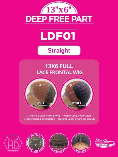 Harlem 125 Ultra HD Lace 13x6 Deep Free Part Glueless Lace Frontal Wig 22"- STRAIGHT (LDF01)