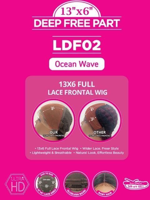 Harlem 125 Ultra HD Lace 13x6 Deep Free Part Glueless Lace Frontal Wig 22"- OCEAN WAVE (LDF02)