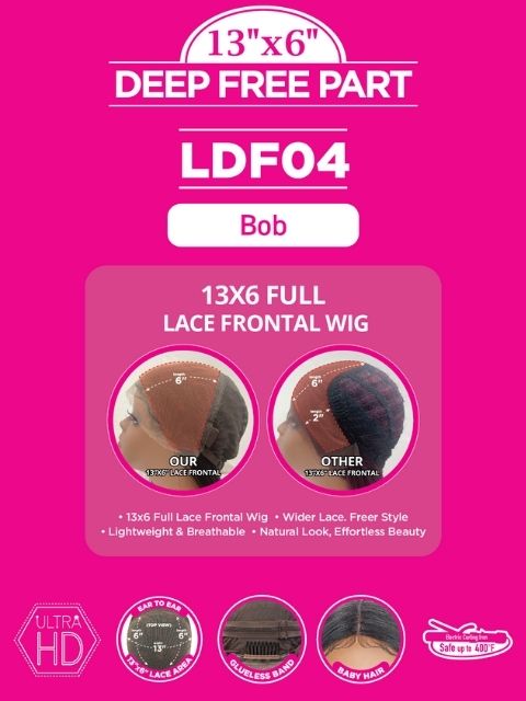 Harlem 125 Ultra HD Lace 13x6 Deep Free Part Glueless Lace Frontal Wig 12"- BOB (LDF04)