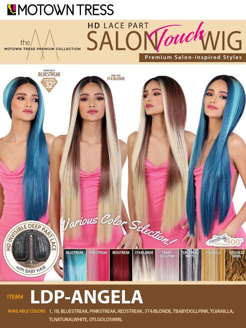 Motown Tress Salon Touch Glueless HD Lace Deep Part  LDP-ANGELA" Lace Wig
