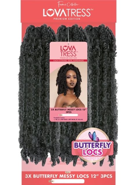 Femi Collection LovaTress 100% Handmade LOVA TRESS 3X BUTTERFLY MESSY LOCS 12"