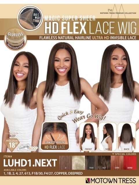 Motown Tress HD Flex Invisible LUHD1.NEXT" Lace Wig