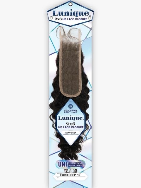 Sensationnel Lunique 100% Human Hair 2x6 HD Lace EURO DEEP" Closure