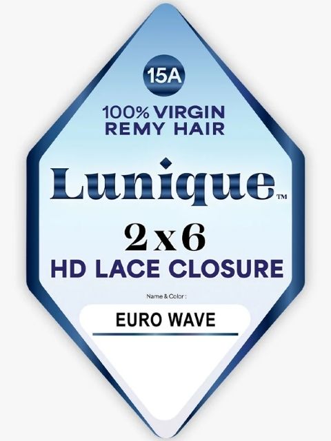 Sensationnel Lunique 100% Human Hair 2x6 HD Lace EURO WAVE" Closure