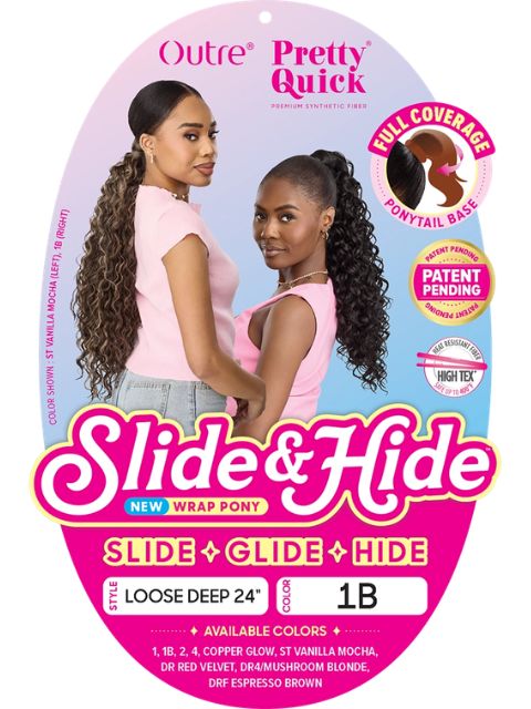 Outre Pretty Quick Slide and Hide Premium Synthetic LOOSE DEEP 24"  Ponytail