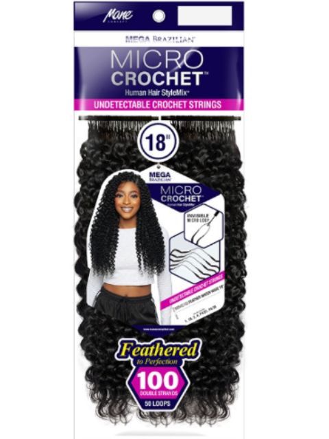 Mane Concept Human Hair StyleMix Feather Micro Crochet Extensions -FEATHER DEEP WAVE" (MBMC101-102)