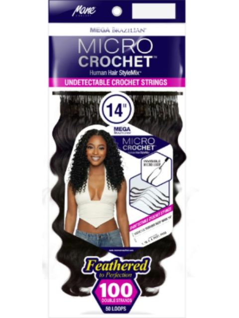 Mane Concept Human Hair StyleMix Feather Micro Crochet Extensions -FEATHER DEEP WAVE" (MBMC101-102)