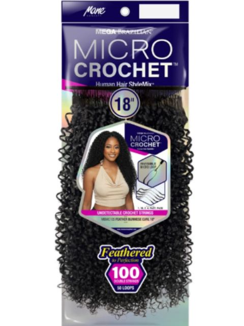 Mane Concept Human Hair StyleMix Feather Micro Crochet Extensions -FEATHER BURMESE CURL 18"-24" (MBMC105-106)